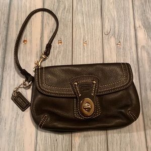 NWOT! Coach black leather wristlet